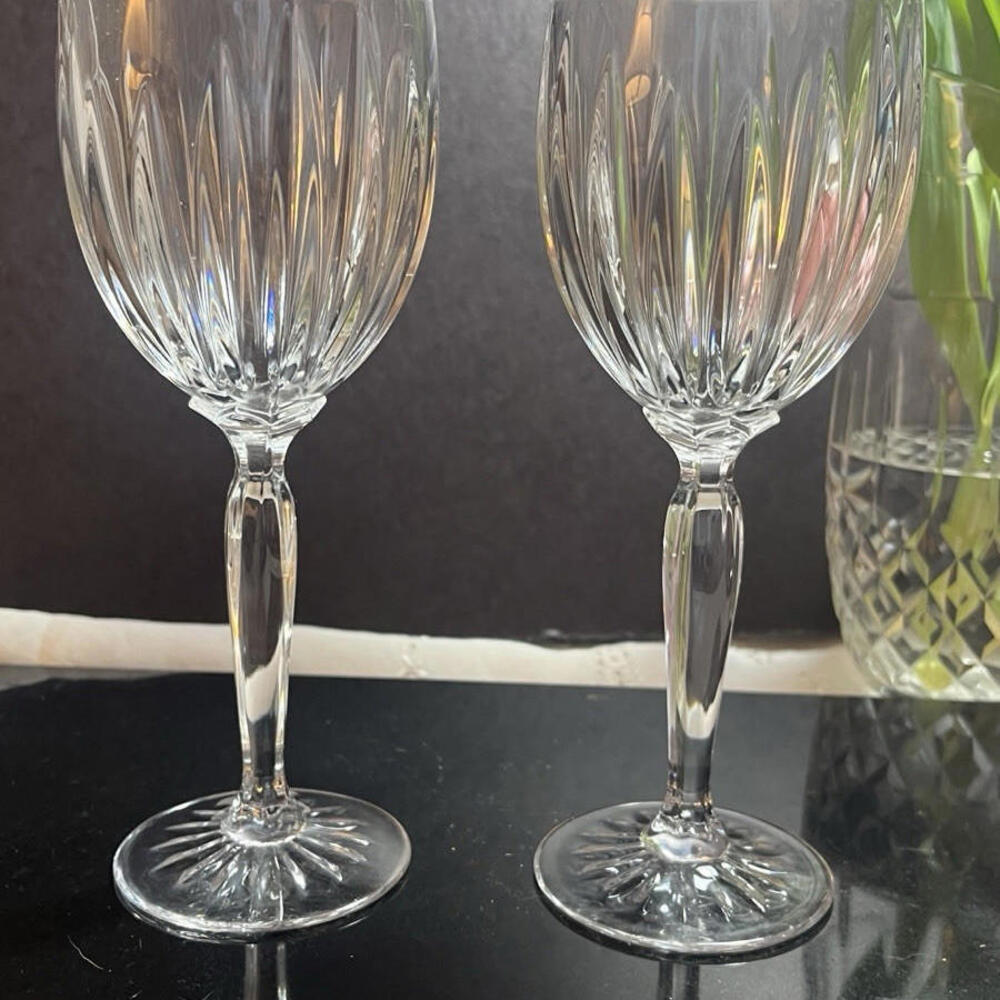 Cristal D'Arques Durand Classic Water Goblet Clear Heavy Crystal Glasses (2)‎
